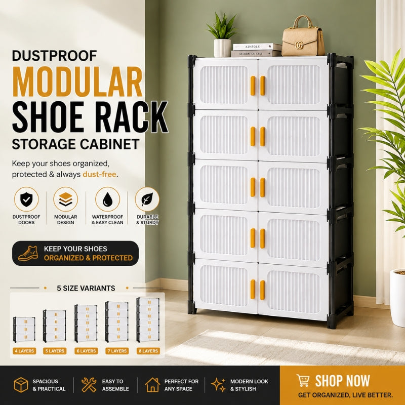 Modular Dustproof Shoe Storage Cabinet – Stackable Entryway Organizer