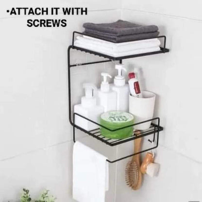 Double layer metallic multipurpose shelf for kitchen or bathroom