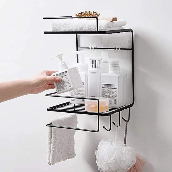 Double layer metallic multipurpose shelf for kitchen or bathroom