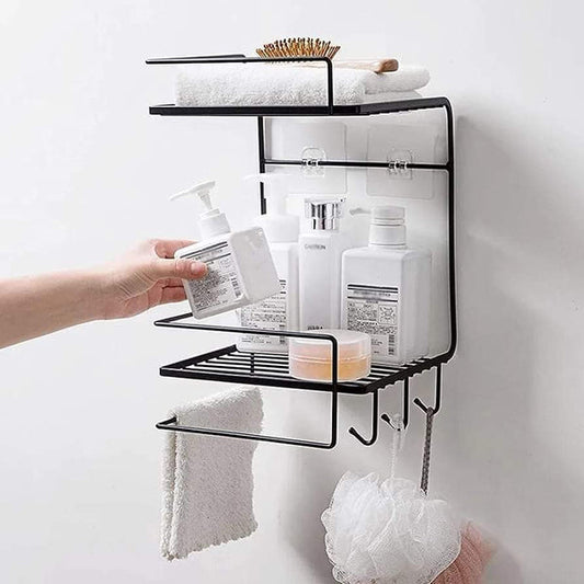Double layer metallic multipurpose shelf for kitchen or bathroom