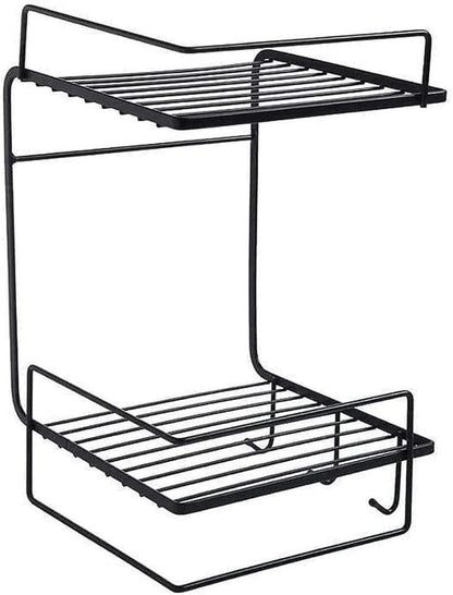 Double layer metallic multipurpose shelf for kitchen or bathroom