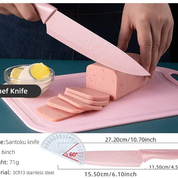 6 pieces colorful knife kitchen set