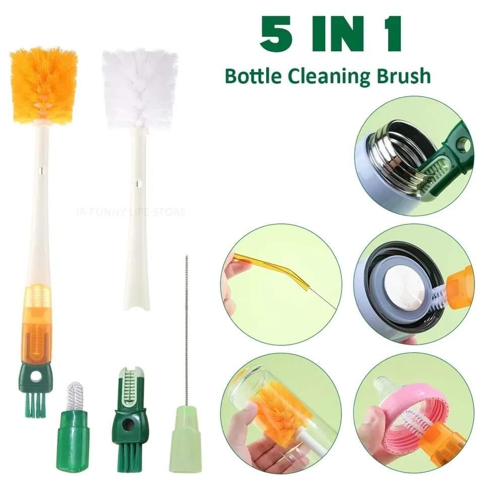 5 In 1 Long Handle Bottle Cleaning Brush