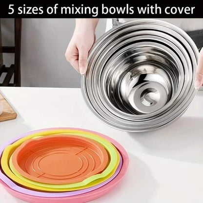 5Pcs Colourful Stainless Steel Multipurpose Bowl Set
