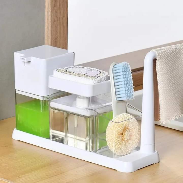 Kitchen caddy with hand wash dispenser