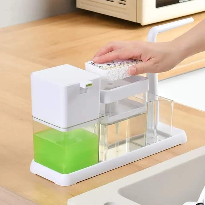 Kitchen caddy with hand wash dispenser