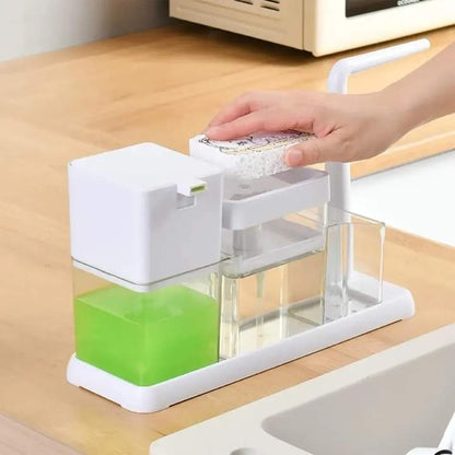 Kitchen caddy with hand wash dispenser