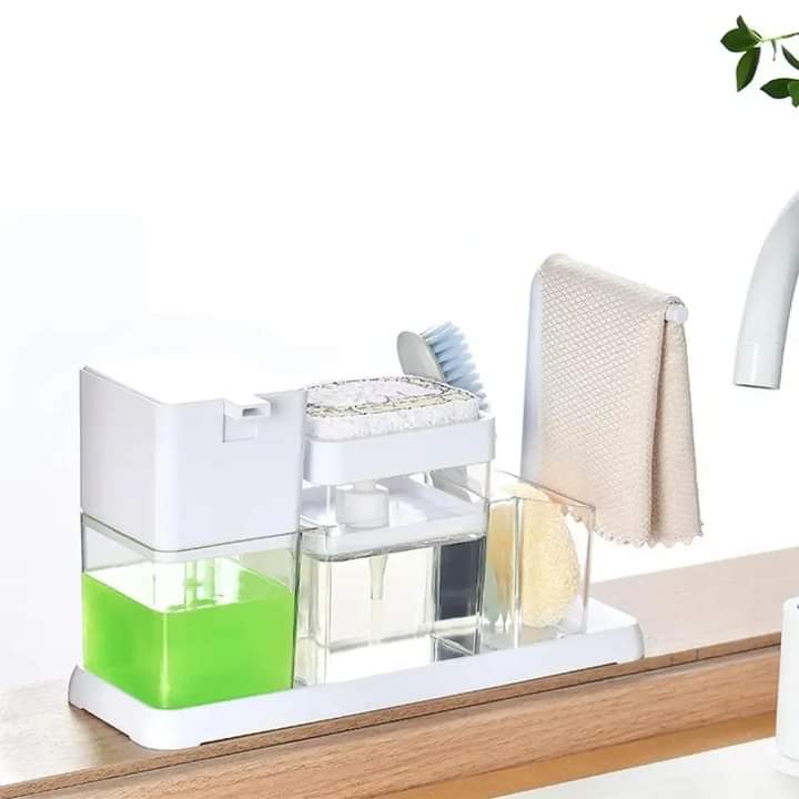 Kitchen caddy with hand wash dispenser