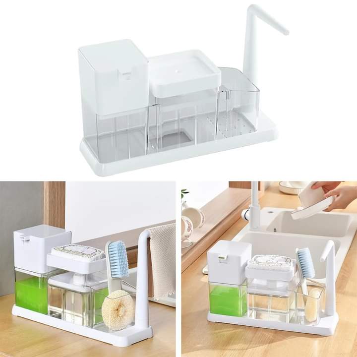 Kitchen caddy with hand wash dispenser