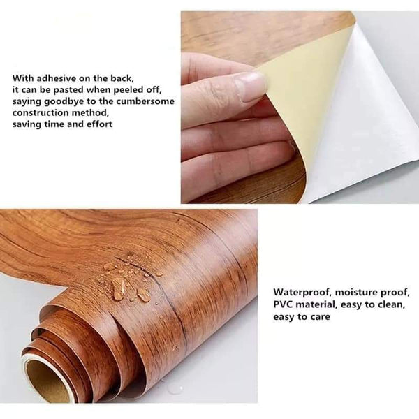 Self adhesive wooden look sticker