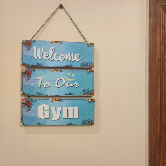 Gym related wall hanging welcome to our gym quotation wall decor