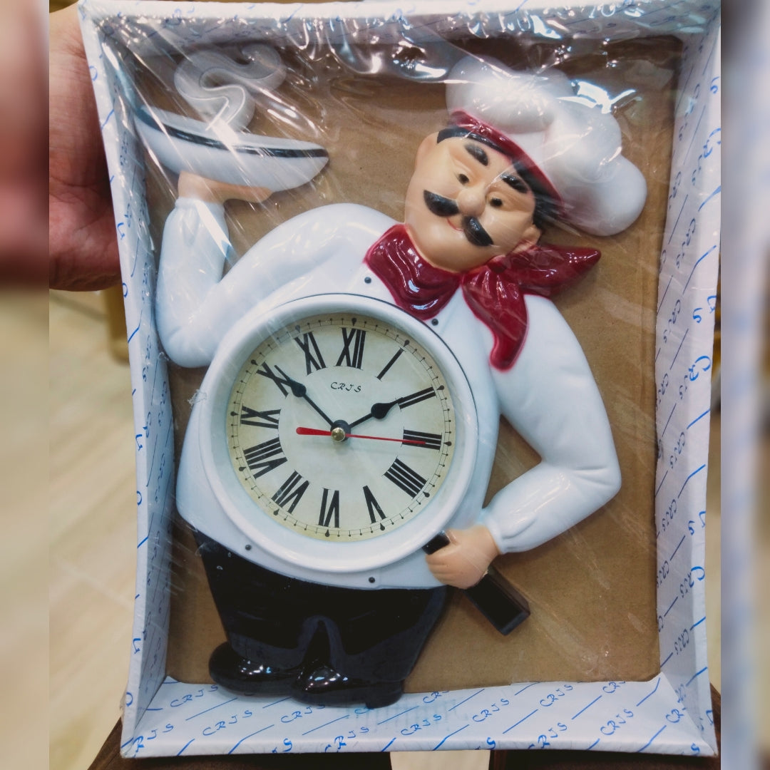 Chef pan kitchen wall clock