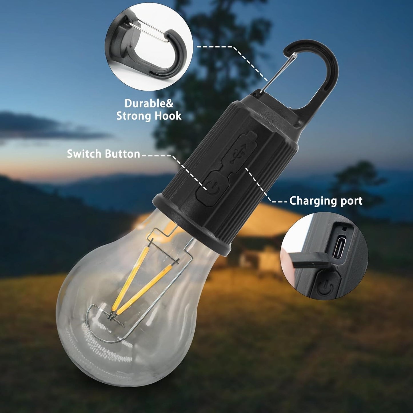 Led rechargeable bulb lamp for camping and for other multi purpose use