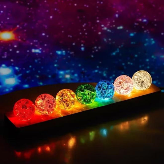 LED 7 Crystal Ball on wooden stand