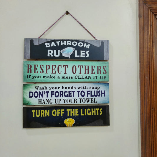 Bathroom Rules 4 step wall hanging