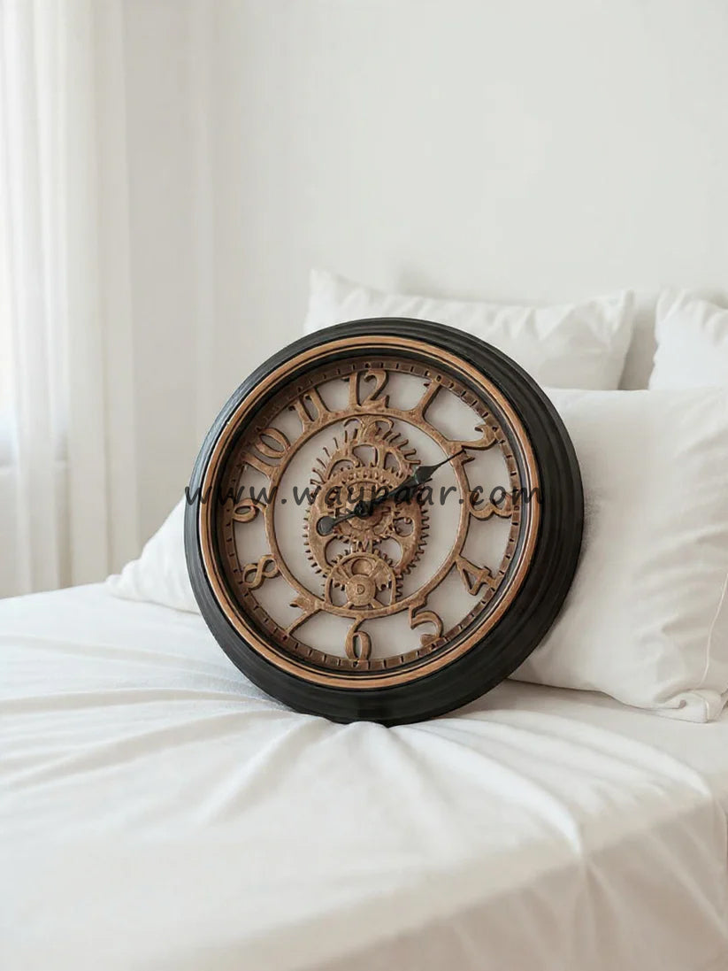 Retro Gearing Rose Gold Wall Clock – Premium Rustic Vintage Design