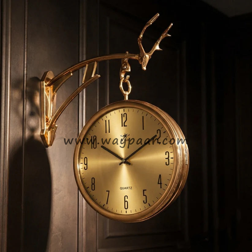 Imported Dual-Station Markhor Wall Clock with Stand – 13-Inch Premium Edition