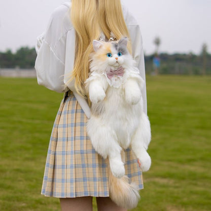 Realistic Cat-Shaped Crossbody Bag – Cute Faux Fur Animal Purse