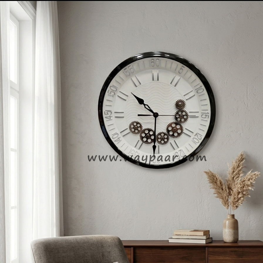 Premium Imported Moving Gear Wall Clock – Elegant Minute Numbers with High-End Quartz Machine