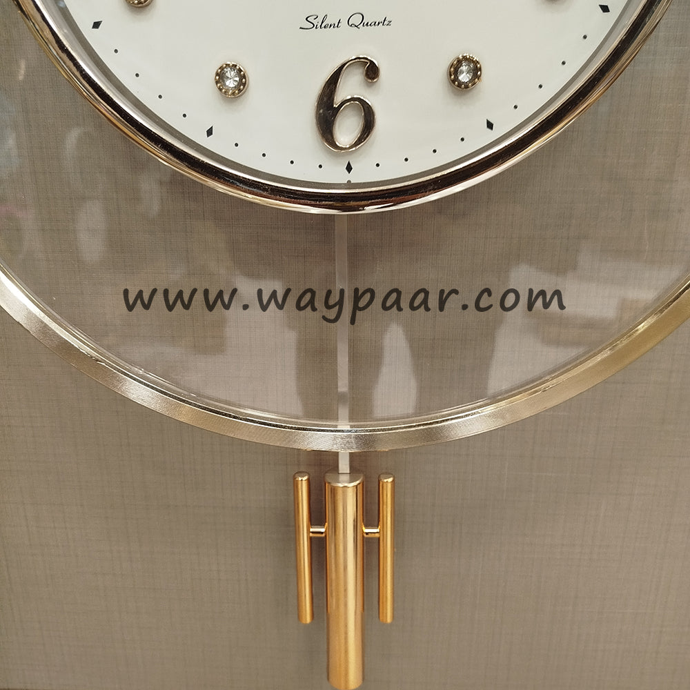Luxury Rose Gold Pendulum Wall Clock | Elegant Vintage Carved Design