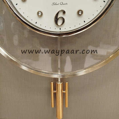 Luxury Rose Gold Pendulum Wall Clock | Elegant Vintage Carved Design