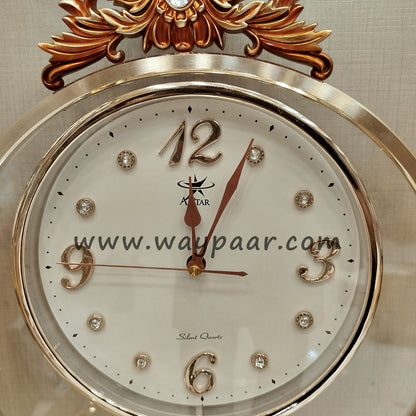 Luxury Rose Gold Pendulum Wall Clock | Elegant Vintage Carved Design