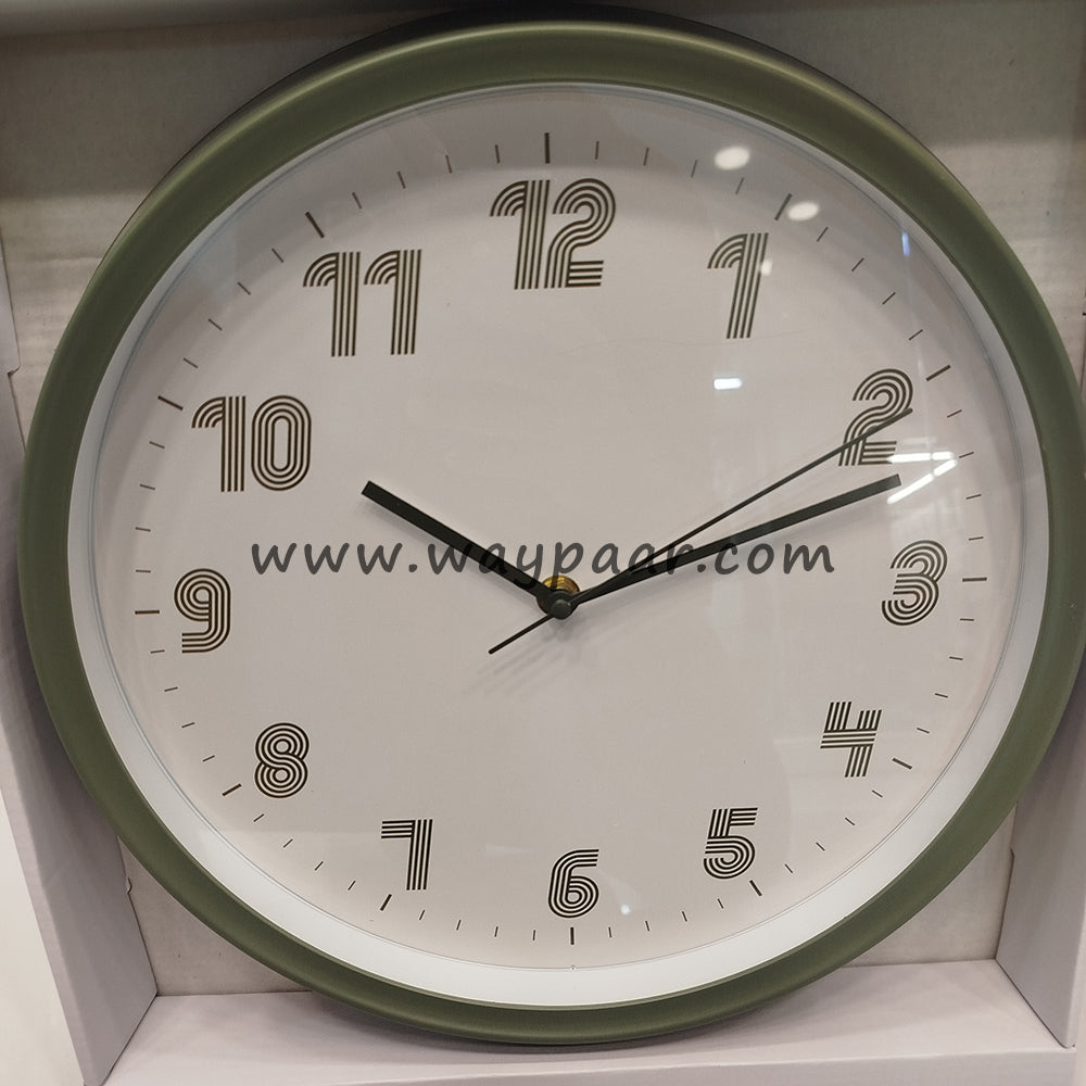 Minimalist Retro Rounded Wall Clock | Beige, Olive Green & Lavender