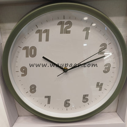 Minimalist Retro Rounded Wall Clock | Beige, Olive Green & Lavender