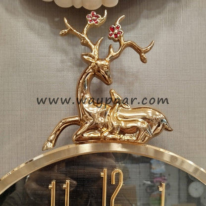 16-Inch Luxury Golden Deer Head Wall Clock – Premium Metallic Stag Design