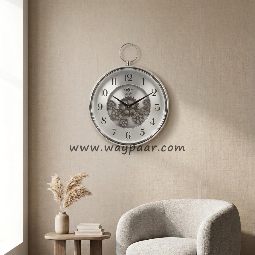 16-Inch Pocket Watch Style Wall Clock – Working Center Gears with Top Hanging Loop