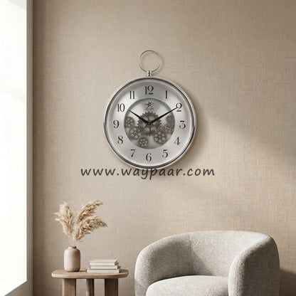 16-Inch Pocket Watch Style Wall Clock – Working Center Gears with Top Hanging Loop