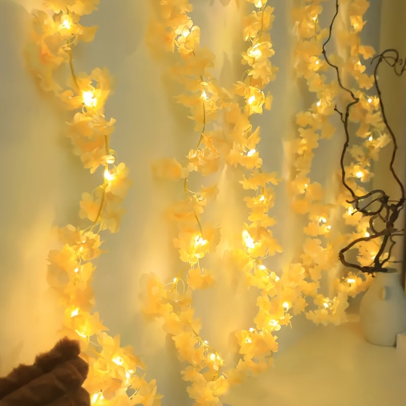 Led cherry flower string light - Led leaf bail light - Green leaf led bail decor light