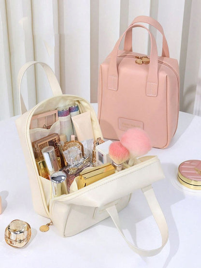 Faux Leather cosmetic organizer - Zipper cosmetic bag