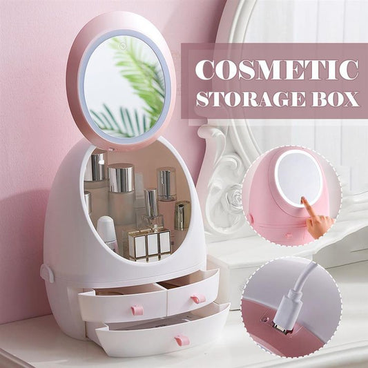 LED Mirror Cosmetic Storage Organizer
