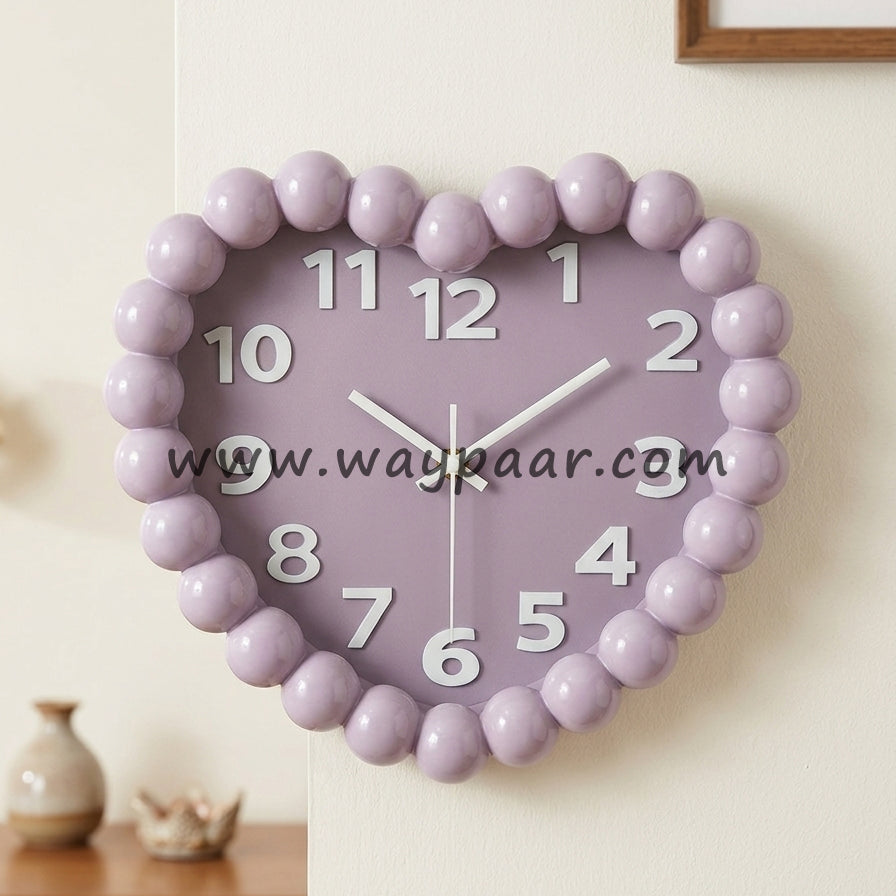 Cute Heart-Shaped Bubble Wall Clock | Blue, Pink & Purple
