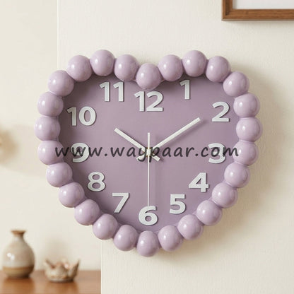 Cute Heart-Shaped Bubble Wall Clock | Blue, Pink & Purple