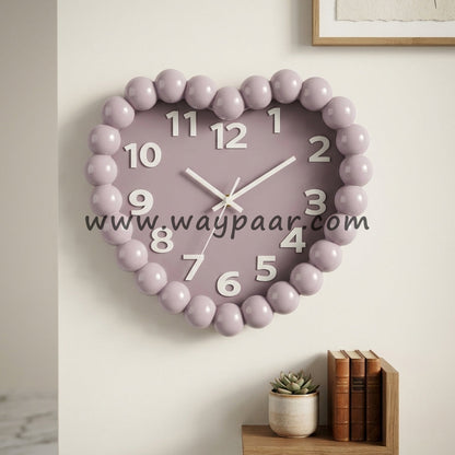 Cute Heart-Shaped Bubble Wall Clock | Blue, Pink & Purple