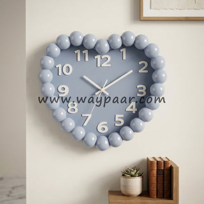 Cute Heart-Shaped Bubble Wall Clock | Blue, Pink & Purple