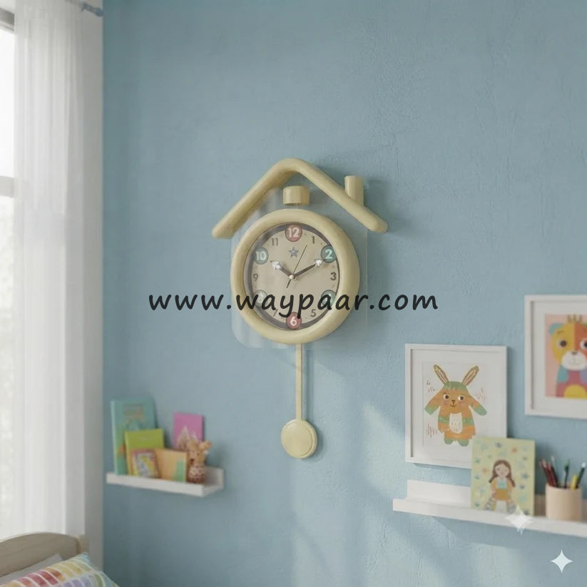 Premium 15-Inch House-Themed Kids Room Wall Clock – Imported Quality