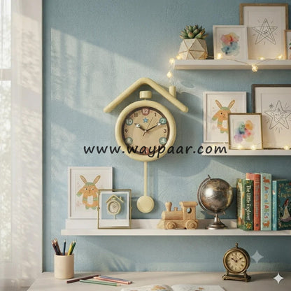 Premium 15-Inch House-Themed Kids Room Wall Clock – Imported Quality