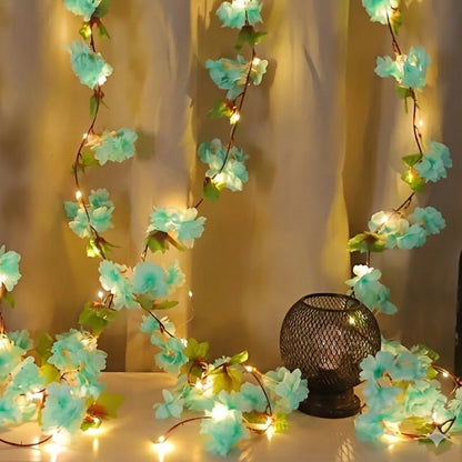 Led cherry flower string light - Led leaf bail light - Green leaf led bail decor light