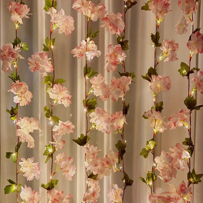 Led cherry flower string light - Led leaf bail light - Green leaf led bail decor light