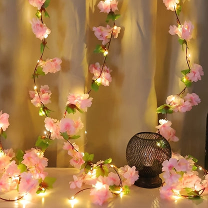 Led cherry flower string light - Led leaf bail light - Green leaf led bail decor light