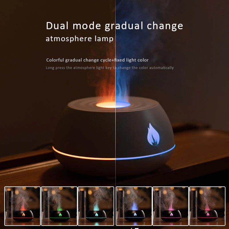 Flame Humidifier / Rain Drop humidifier / Train humidifier and Aroma Diffuser With RGB colors