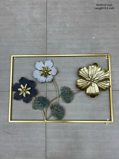 3D metallic wall decoration leaves and flowers frame