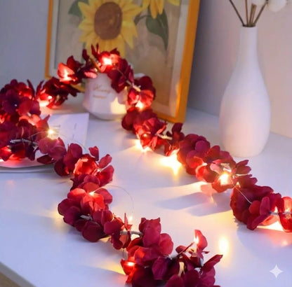 Led cherry flower string light - Led leaf bail light - Green leaf led bail decor light