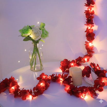Led cherry flower string light - Led leaf bail light - Green leaf led bail decor light