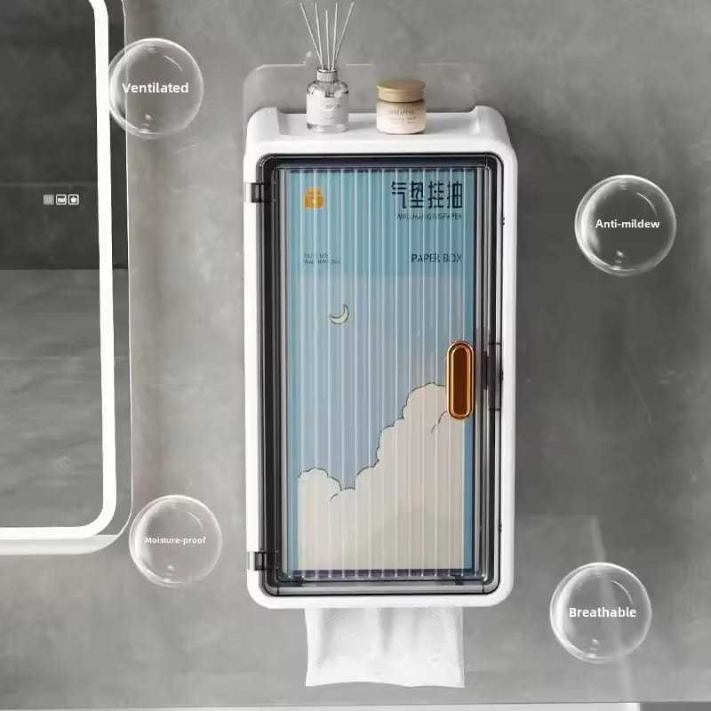Multipurpose Bathroom Wall Cabinet With Tissue Holder