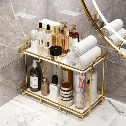 Iron Art Marble Style Nordic Cosmetics Storage Organizer