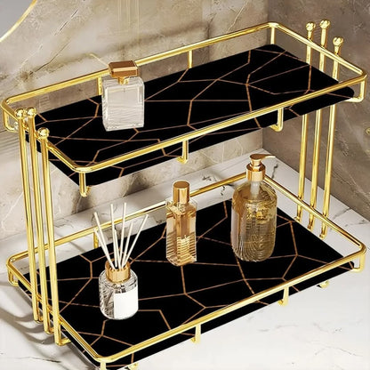 Iron Art Marble Style Nordic Cosmetics Storage Organizer
